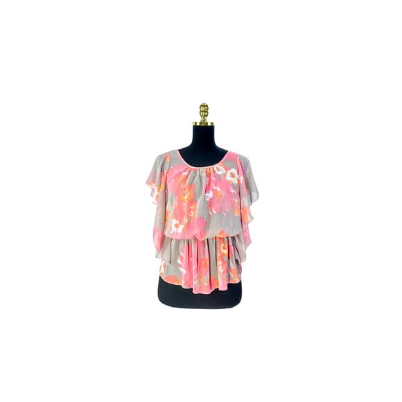 INC International Concepts Floral Sheer Blouse - Size 0 - Picture 1 of 7